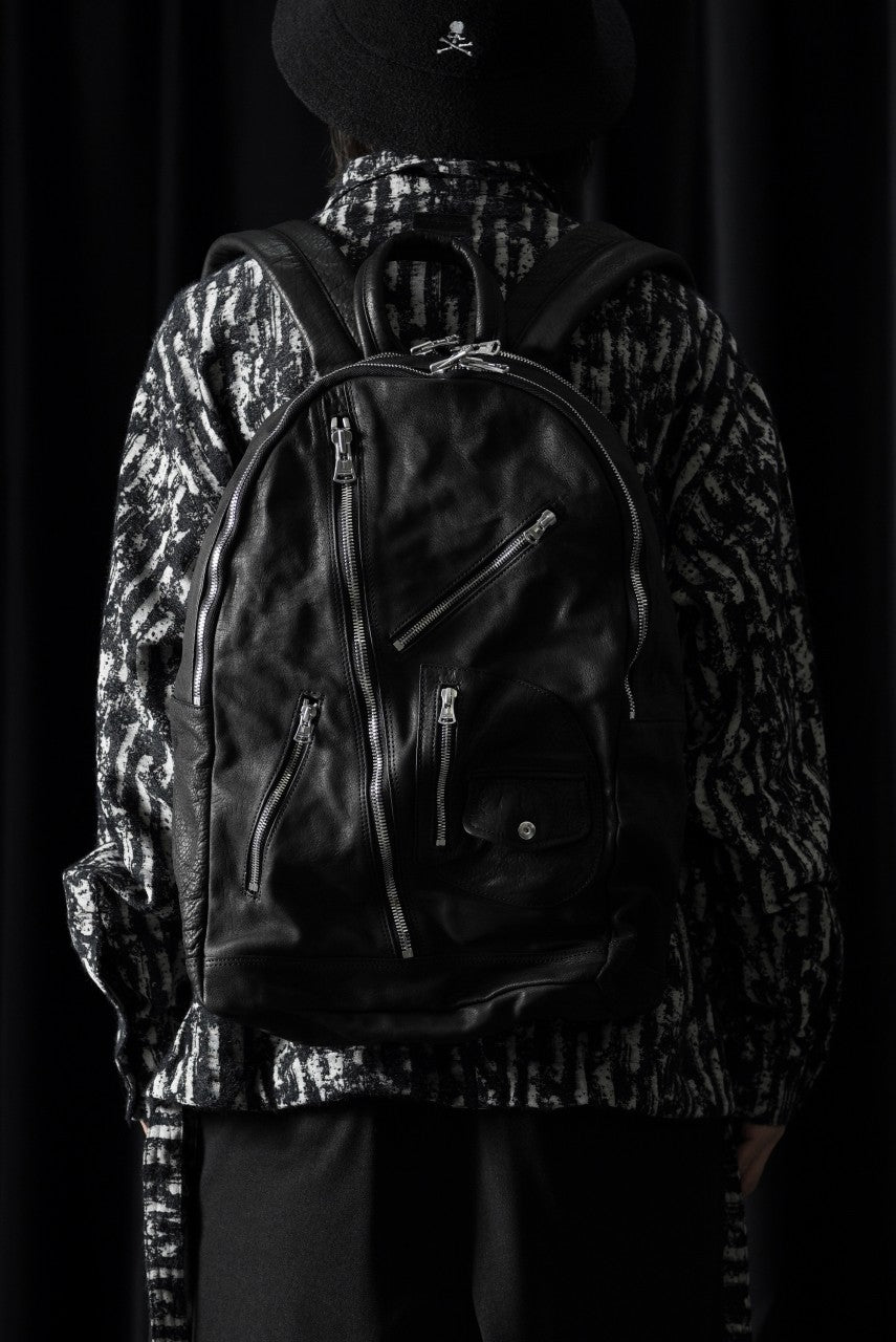画像をギャラリービューアに読み込む, ISAMU KATAYAMA BACKLASH JAPAN CALF GARMENT-WASH RIDERS BACKPACK (BLACK)