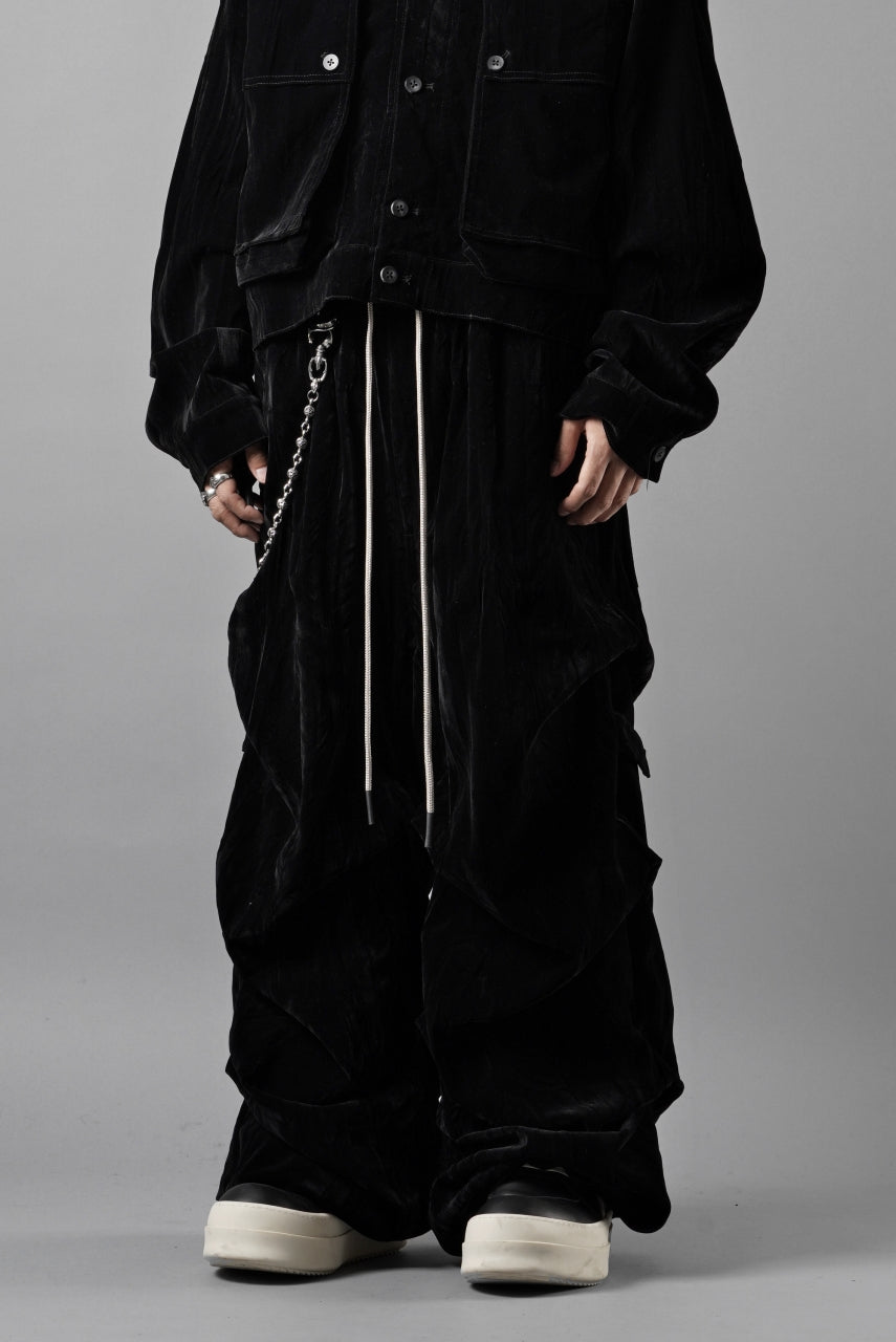 画像をギャラリービューアに読み込む, A.F ARTEFACT WASHER VELOR TUCK WIDE PANTS (BLACK)