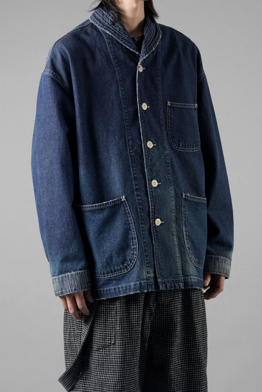 Load image into Gallery viewer, MADNESS NV. SHAWL COLLAR DENIM COVERALL (INDIGO)