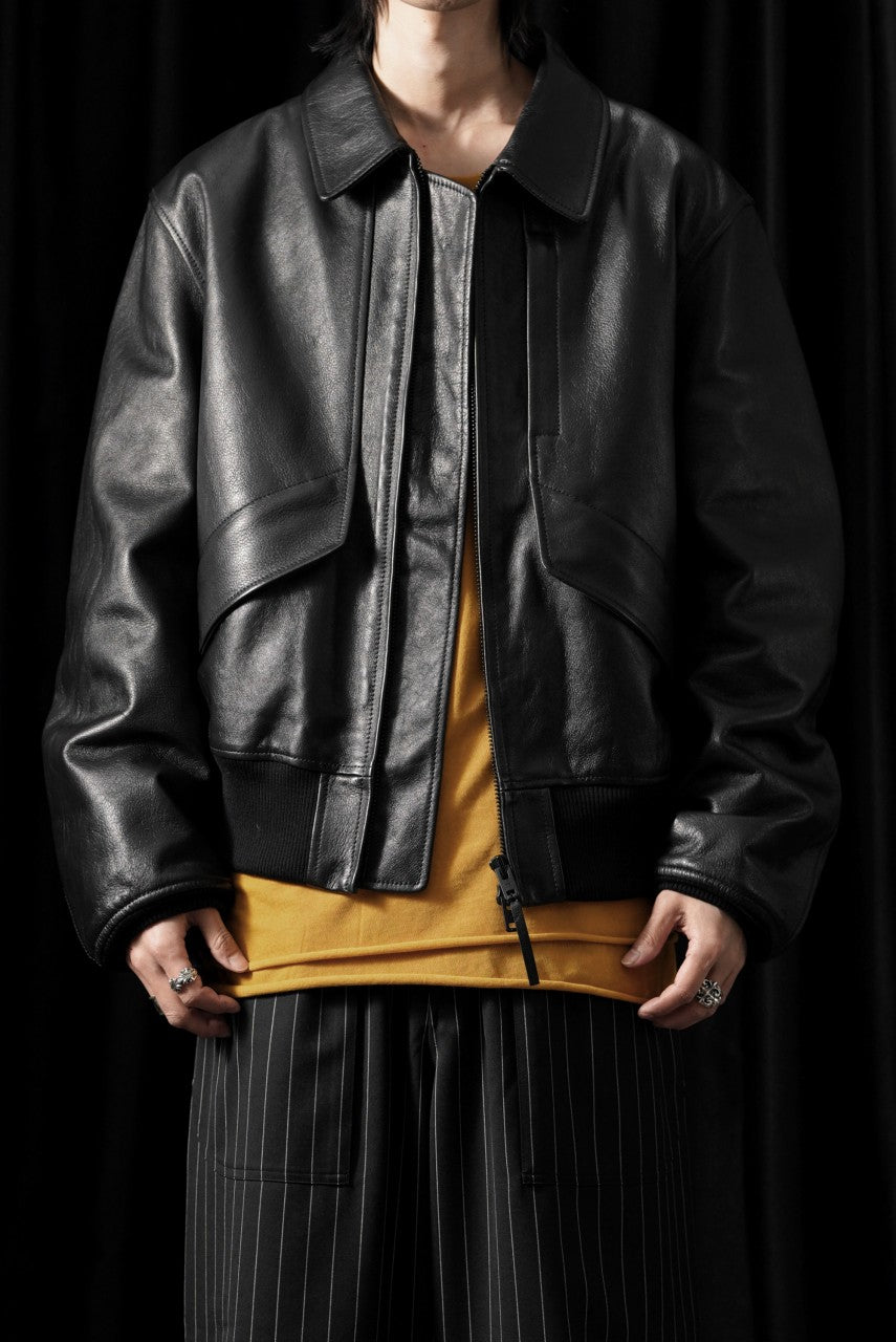 Y-3 Yohji Yamamoto LEATHER BOMBER JACKET (BLACK)
