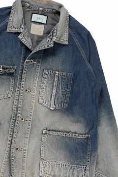 画像をギャラリービューアに読み込む, FULLCOUNT x N/07 exclusive COVER ALL JACKET / 10.5oz Zimbabwe Denim (INDIGO BLUE / EFFECTED)