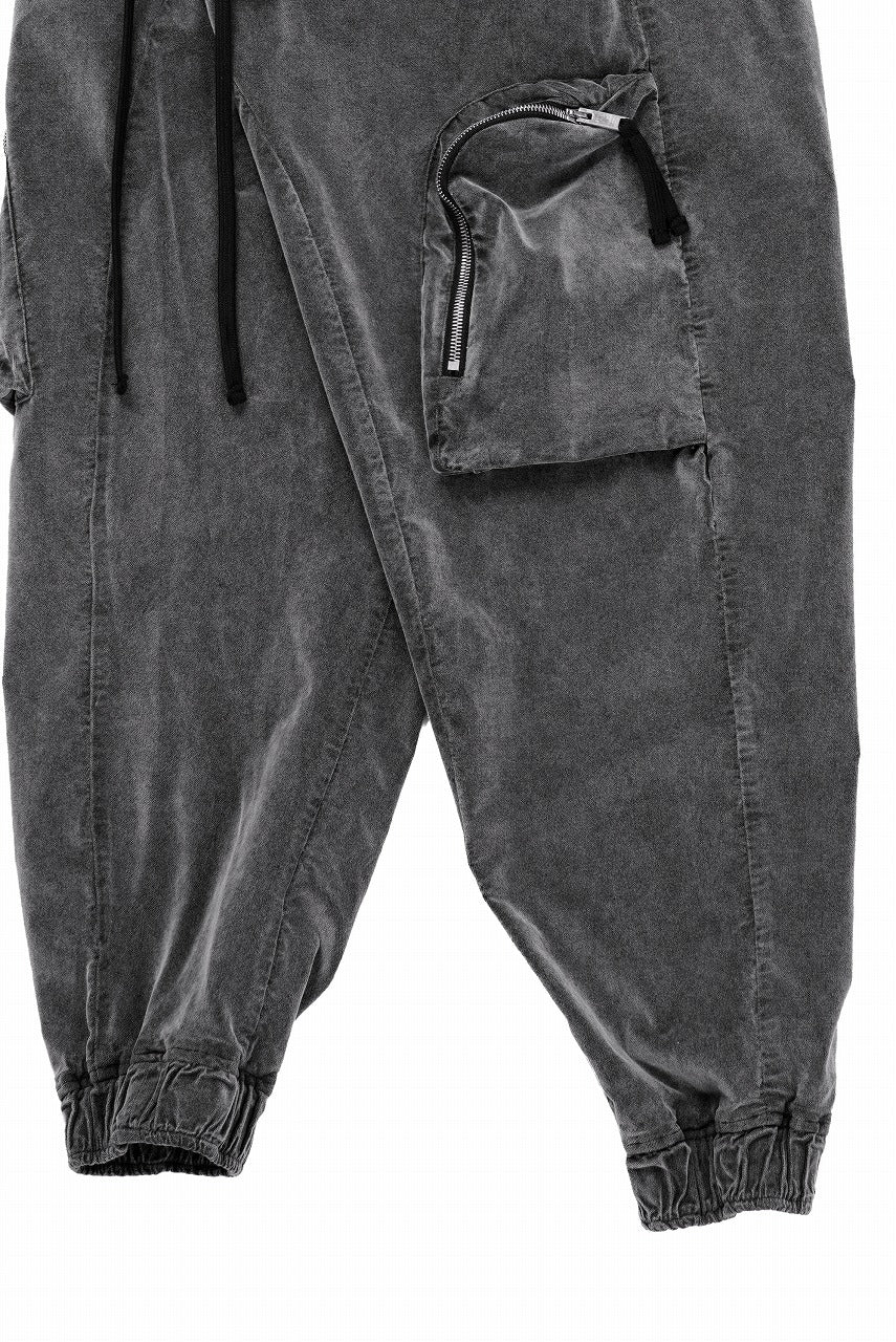 画像をギャラリービューアに読み込む, thom/krom ZIP CARGO JOGGER TROUSERS / DYED SOFT ELASTIC VELVET (USED GREY)