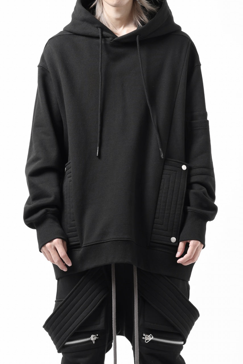 A.F ARTEFACT FLAP-DETAIL SWEAT HOODIE (BLACK)