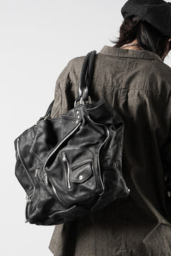 画像をギャラリービューアに読み込む, ISAMU KATAYAMA BACKLASH JAPAN CALF GARMENT-WASH RIDERS TOTE BAG (BLACK)