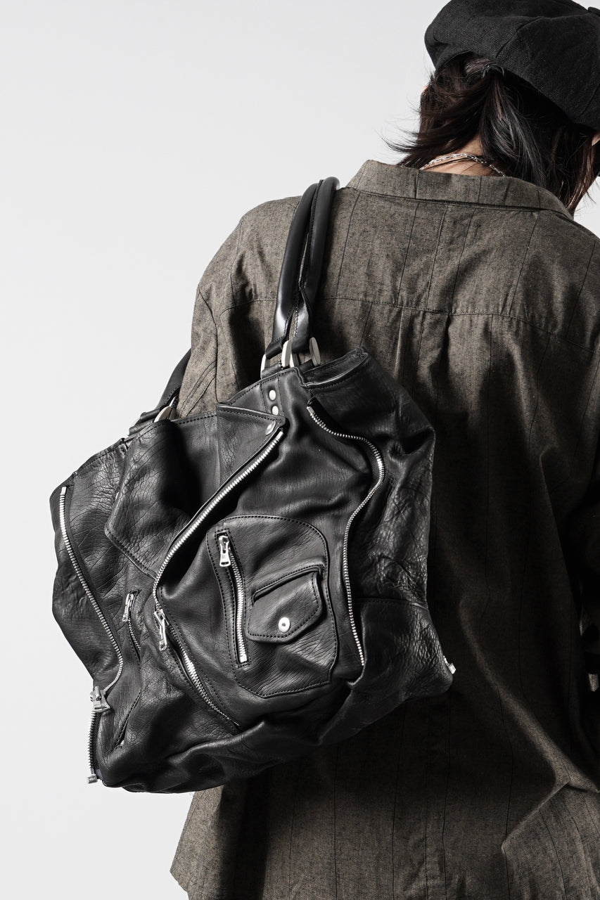 画像をギャラリービューアに読み込む, ISAMU KATAYAMA BACKLASH JAPAN CALF GARMENT-WASH RIDERS TOTE BAG (BLACK)
