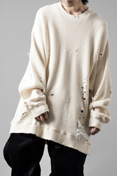 Load image into Gallery viewer, 【SAMPLE SALE】A.F ARTEFACT OVER SIZED DOLMAN LONG PULL OVER / CRASHED WAFFLE COTTON JERSEY (IVORY)