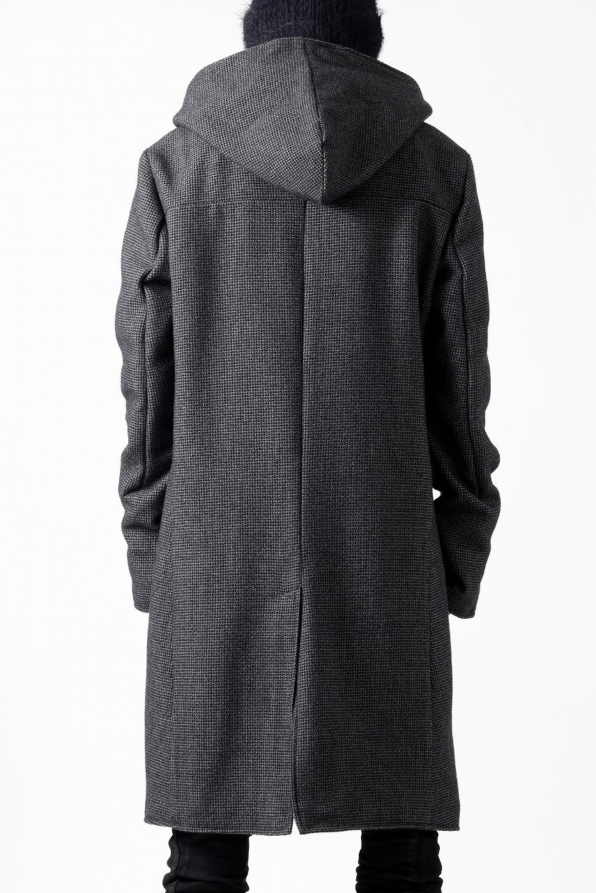 incarnation HOODED W BREAST BUTTON COAT / MICROSCOPIC CHECK WOOL (T91)