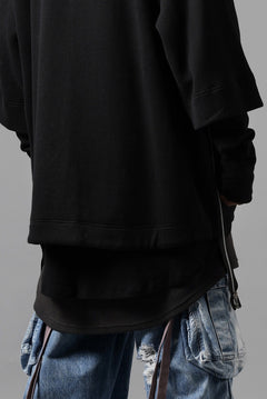 Load image into Gallery viewer, A.F ARTEFACT SIDE ZIP LAYERED PULLOVER / RIB KNIT JERSEY (BLACK)