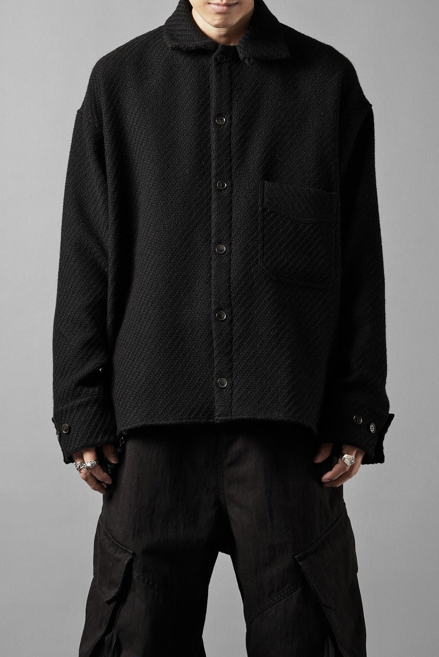 Load image into Gallery viewer, N/07 OPEN COLLAR L/S SHIRT / FRENCH CARZE (BLACK)