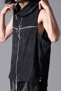 Load image into Gallery viewer, A.F ARTEFACT CROSS ZIP VEST / UNEVEN TEXTURE (BLACK)