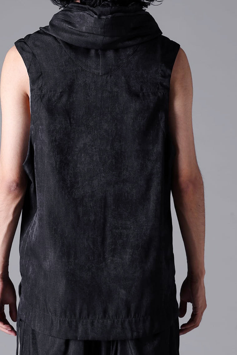 Load image into Gallery viewer, A.F ARTEFACT CROSS ZIP VEST / UNEVEN TEXTURE (BLACK)