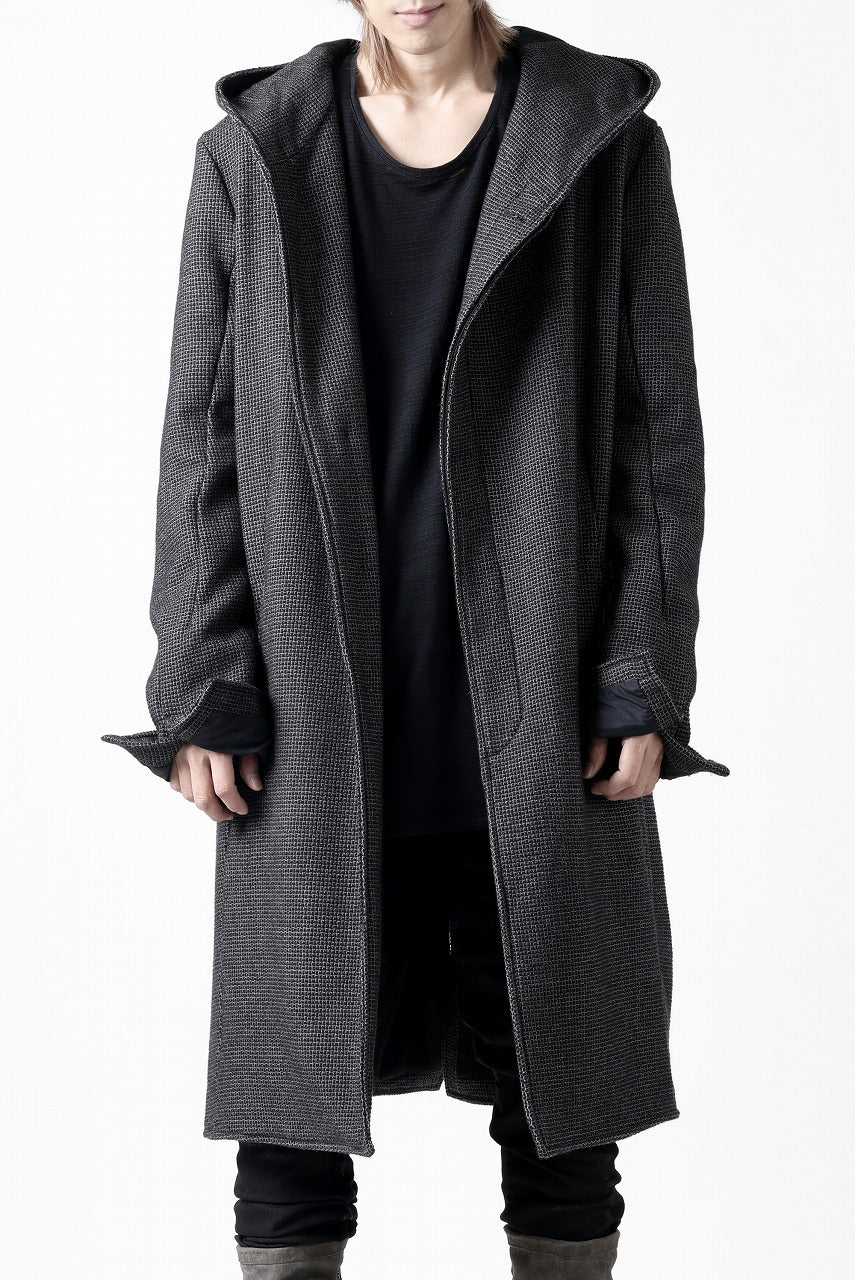 画像をギャラリービューアに読み込む, incarnation HOODED W BREAST BUTTON COAT / MICROSCOPIC CHECK WOOL (T91)