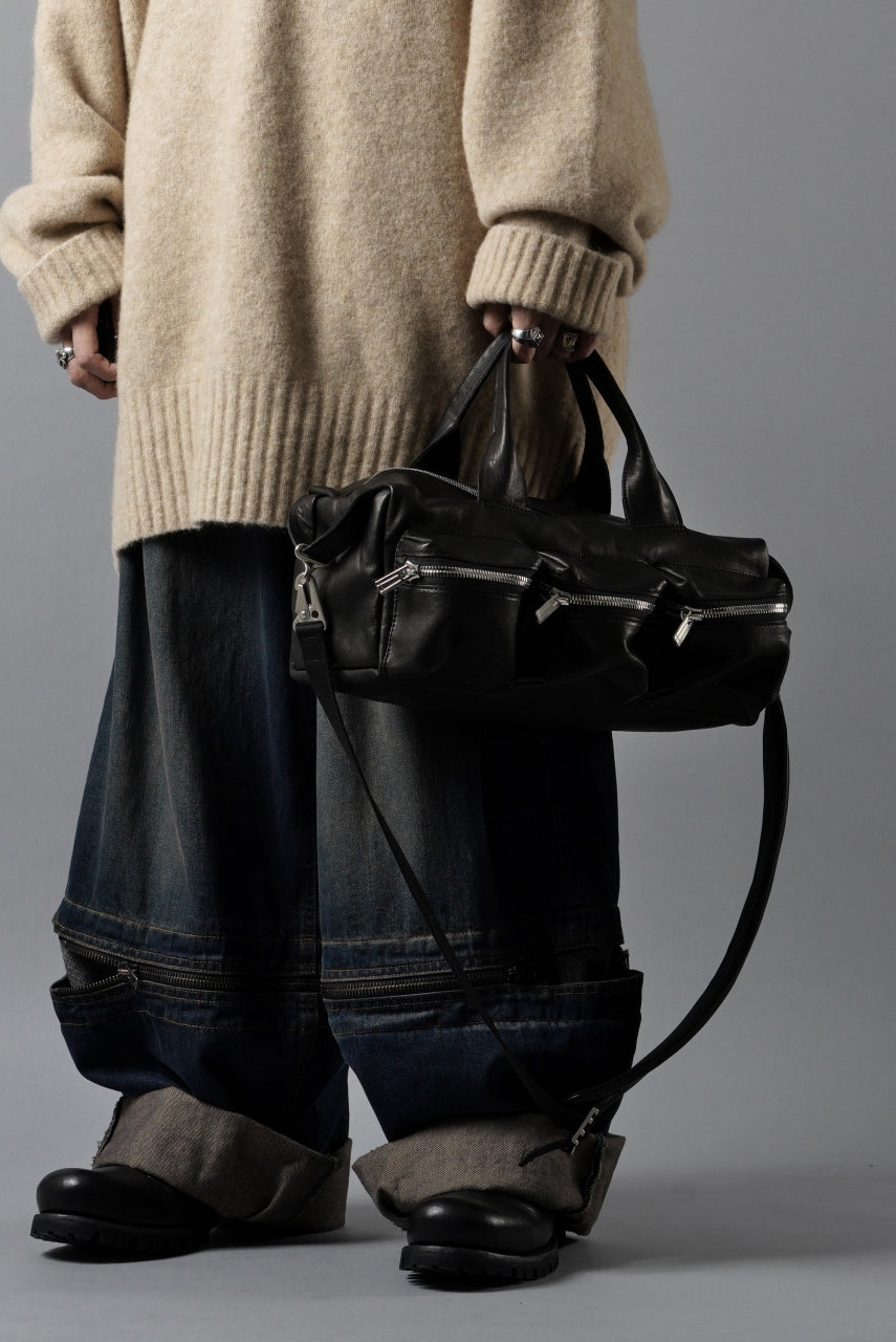 画像をギャラリービューアに読み込む, Portaille GP22 MILITARY BOSTON BAG / ROMA SOFT TANNED HORSE LEATHER (DEEP BLACK)
