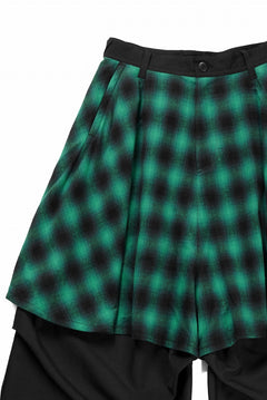 画像をギャラリービューアに読み込む, beauty : beast 8Q LAYERED SUPER WIDE SAROUEL PANTS / CHECKER EDITION (BLACK x GREEN)