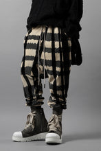 Load image into Gallery viewer, A.F ARTEFACT SAROUEL JOGGER PANTS / JACQUARD DEFORMED PLAID VELOR (BLACK x GREY x IVORY)