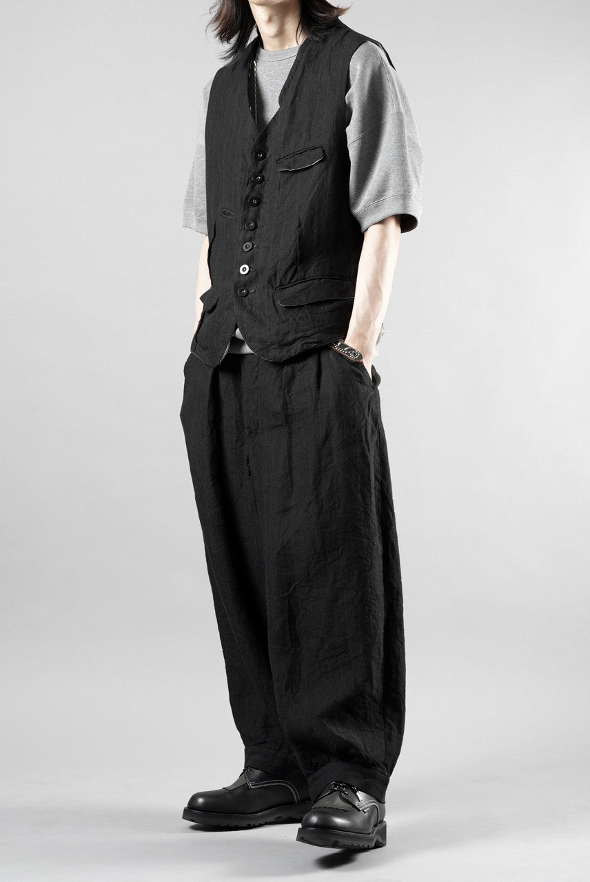 画像をギャラリービューアに読み込む, KLASICA "JEUNET" SQUARE SHAPED LOOSE VEST / OBSCURE STRIPED 3/3 MINI HBT (MID NIGHT)