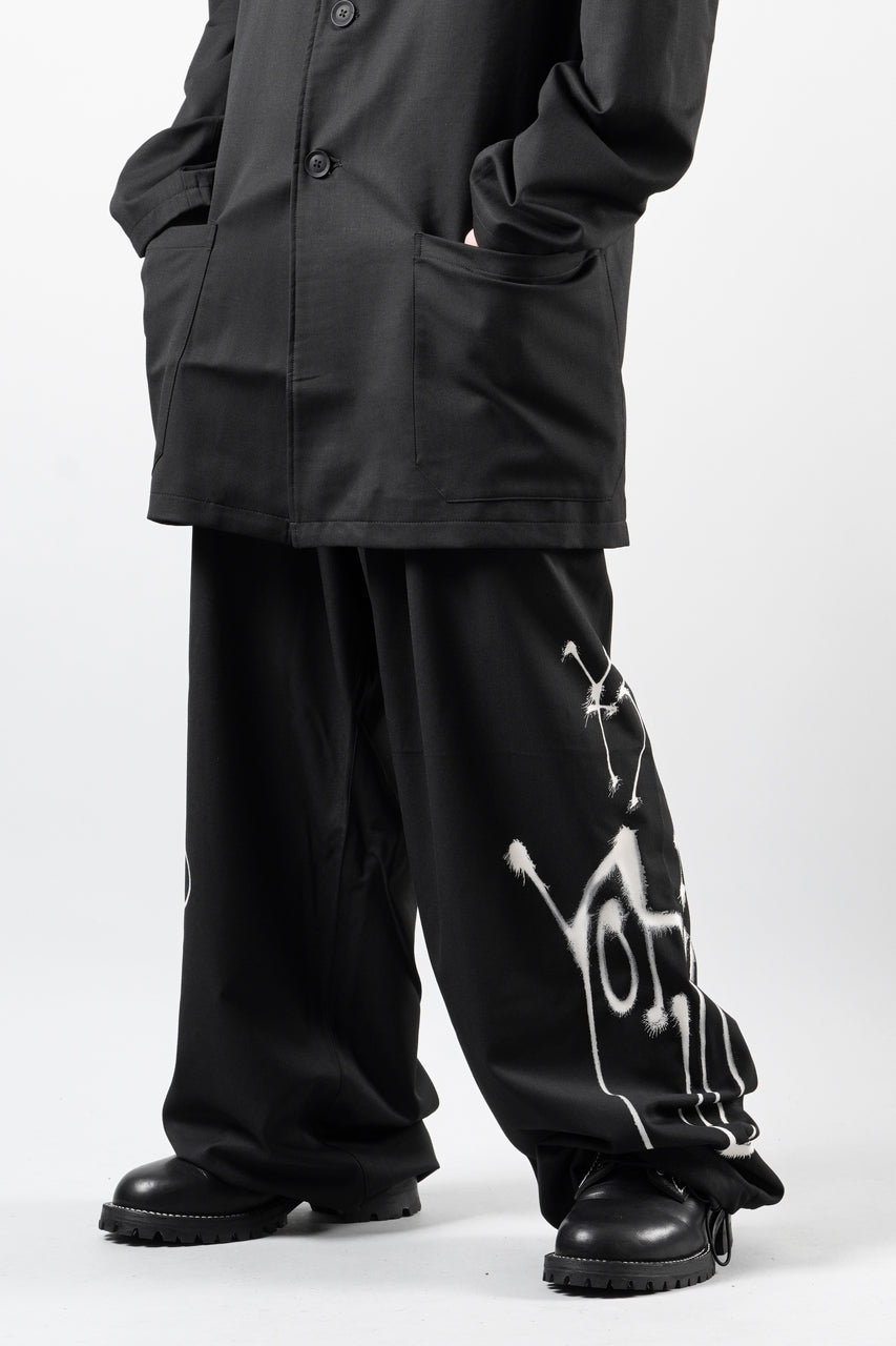 Load image into Gallery viewer, Y-3 Yohji Yamamoto CHITO GRAPHIC WIDE WOOL PANTS (BLACK)