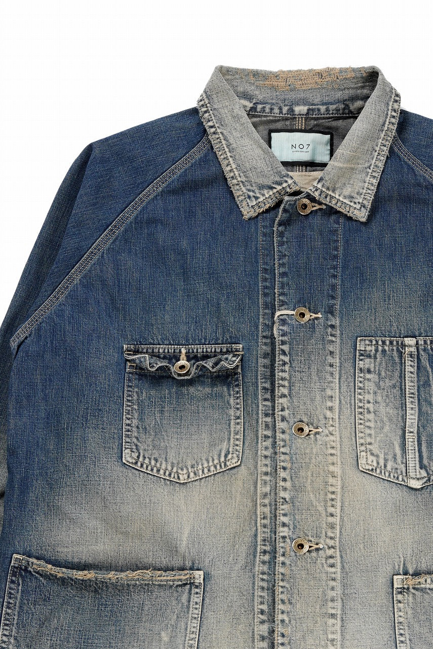 画像をギャラリービューアに読み込む, FULLCOUNT x N/07 exclusive COVER ALL JACKET / 10.5oz Zimbabwe Denim (INDIGO BLUE / EFFECTED)