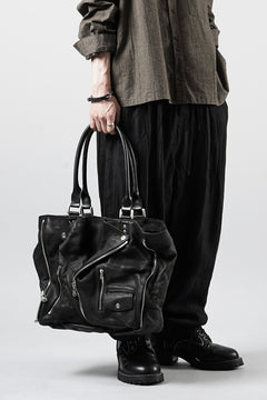 画像をギャラリービューアに読み込む, ISAMU KATAYAMA BACKLASH JAPAN CALF GARMENT-WASH RIDERS TOTE BAG (BLACK)