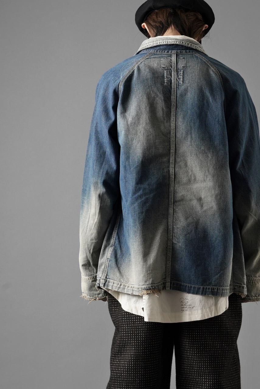 画像をギャラリービューアに読み込む, FULLCOUNT x N/07 exclusive COVER ALL JACKET / 10.5oz Zimbabwe Denim (INDIGO BLUE / EFFECTED)
