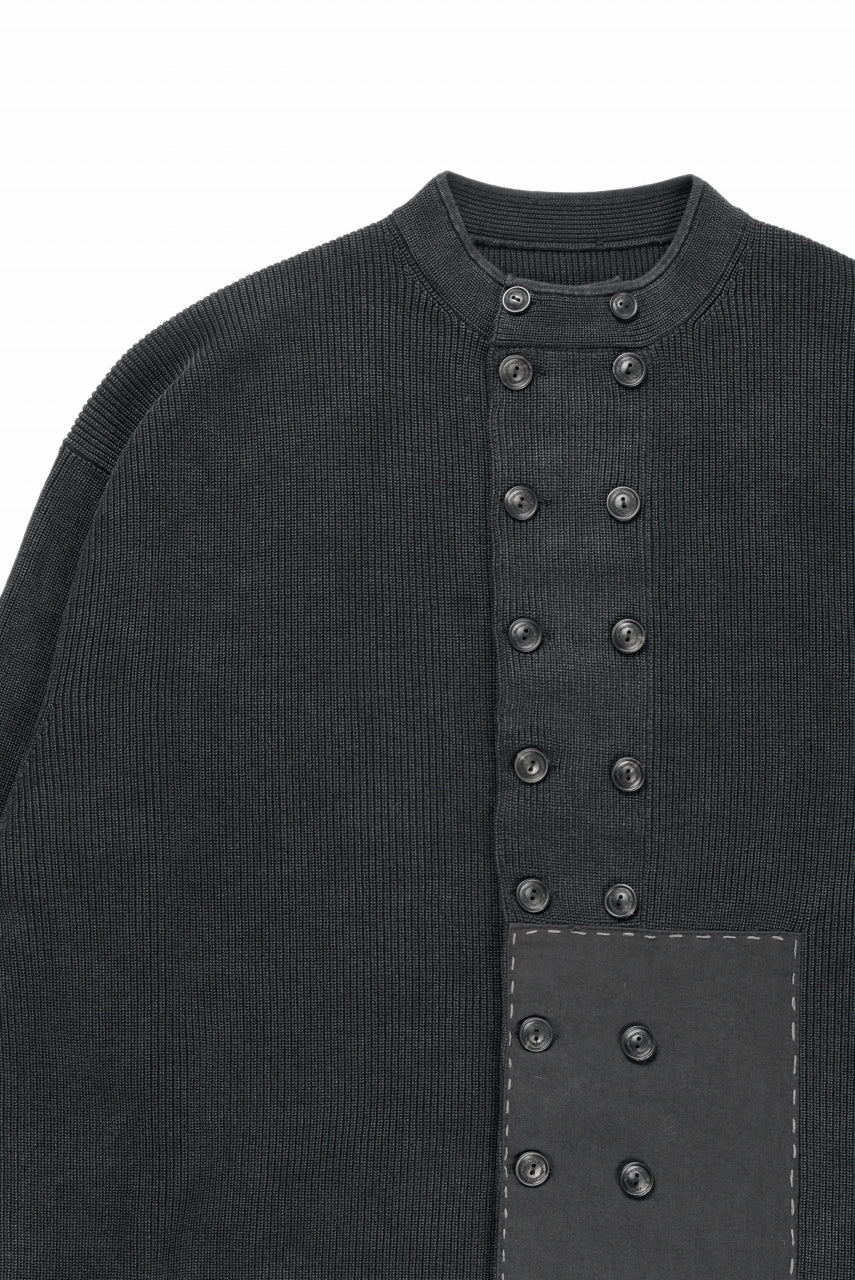 Professor.E DOUBLED BREASTED AGED KNIT (BLACK)