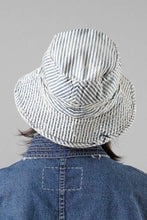Load image into Gallery viewer, MADNESS RAILROAD HICKORY STRIPE BUCKET HAT (INDIGO x WHITE)