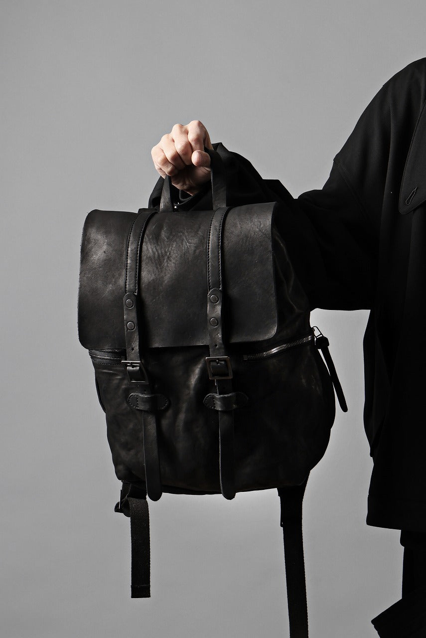 画像をギャラリービューアに読み込む, ISAMU KATAYAMA BACKLASH MILITARY FLAP DAYPACK / JAPAN DOUBLE SHOULDER OBJECT DYED (BLACK)