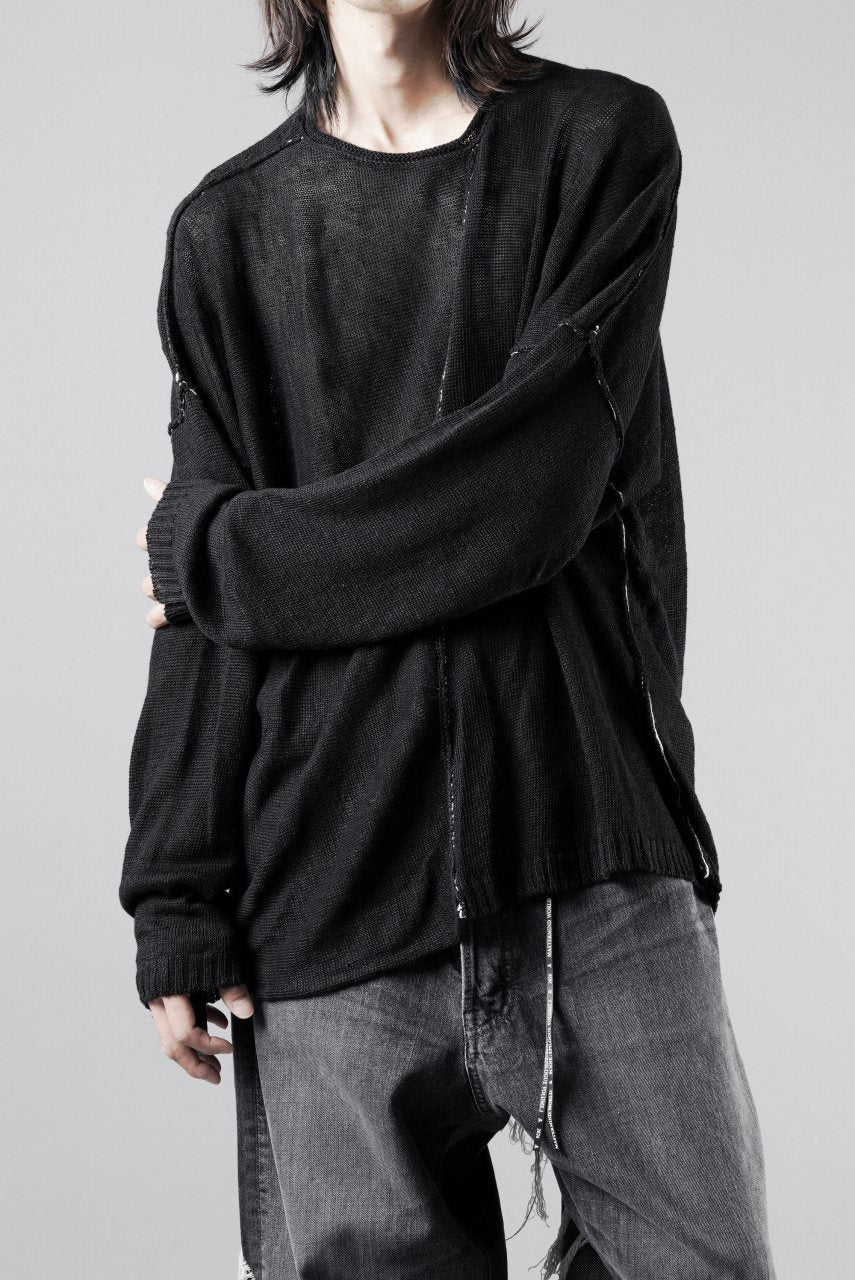 Load image into Gallery viewer, ISABEL BENENATO Linen Crew-Neck Sweater (BLACK)