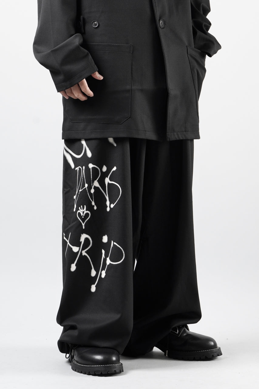 Load image into Gallery viewer, Y-3 Yohji Yamamoto CHITO GRAPHIC WIDE WOOL PANTS (BLACK)
