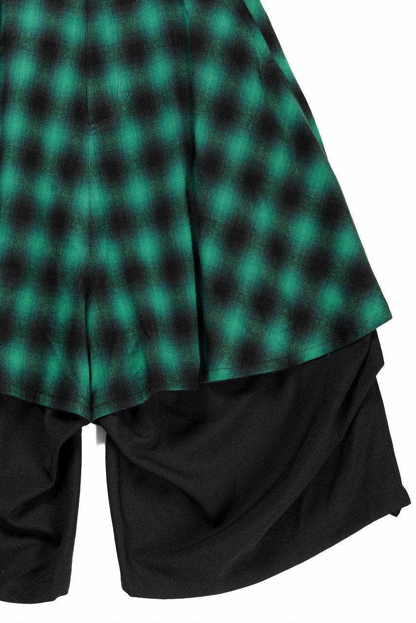 画像をギャラリービューアに読み込む, beauty : beast 8Q LAYERED SUPER WIDE SAROUEL PANTS / CHECKER EDITION (BLACK x GREEN)