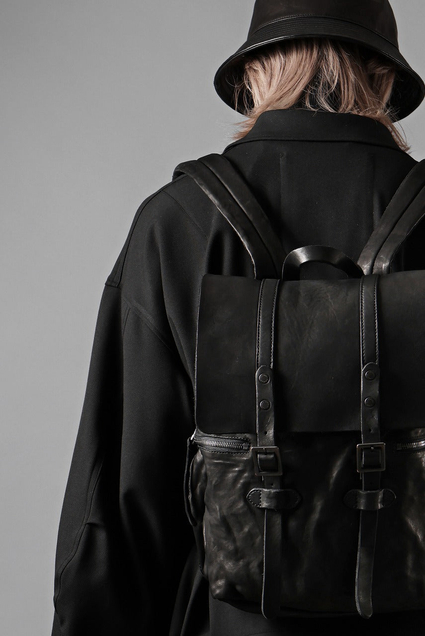 画像をギャラリービューアに読み込む, ISAMU KATAYAMA BACKLASH MILITARY FLAP DAYPACK / JAPAN DOUBLE SHOULDER OBJECT DYED (BLACK)