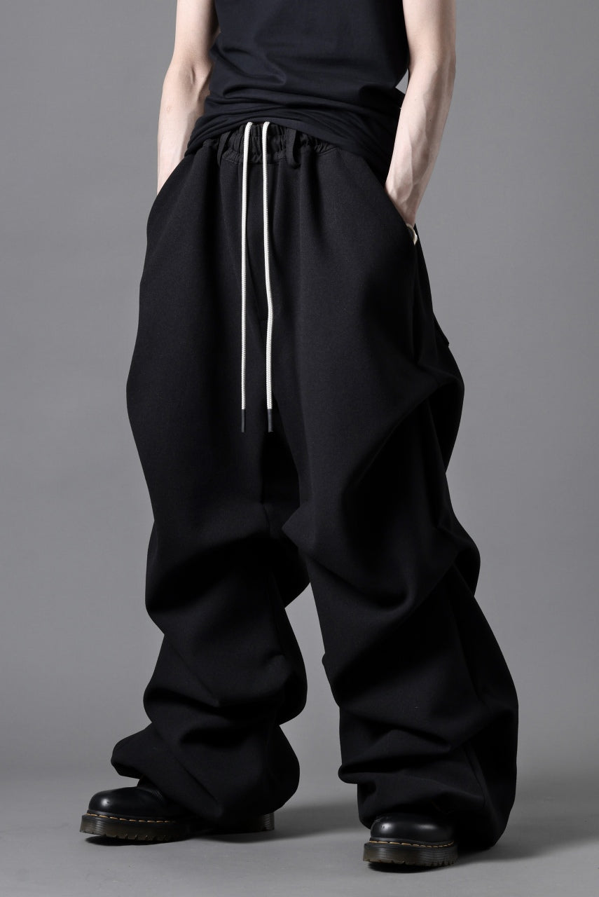 A.F ARTEFACT TUCK VOLUME BAGGY PANTS / PEs KNIT JERSEY (BLACK)