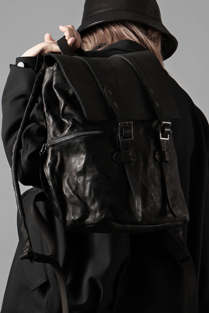 画像をギャラリービューアに読み込む, ISAMU KATAYAMA BACKLASH MILITARY FLAP DAYPACK / JAPAN DOUBLE SHOULDER OBJECT DYED (BLACK)