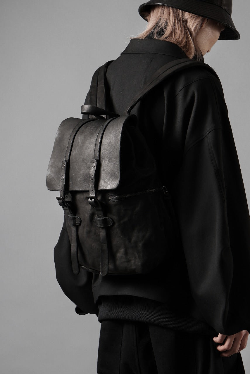 画像をギャラリービューアに読み込む, ISAMU KATAYAMA BACKLASH MILITARY FLAP DAYPACK / JAPAN DOUBLE SHOULDER OBJECT DYED (BLACK)