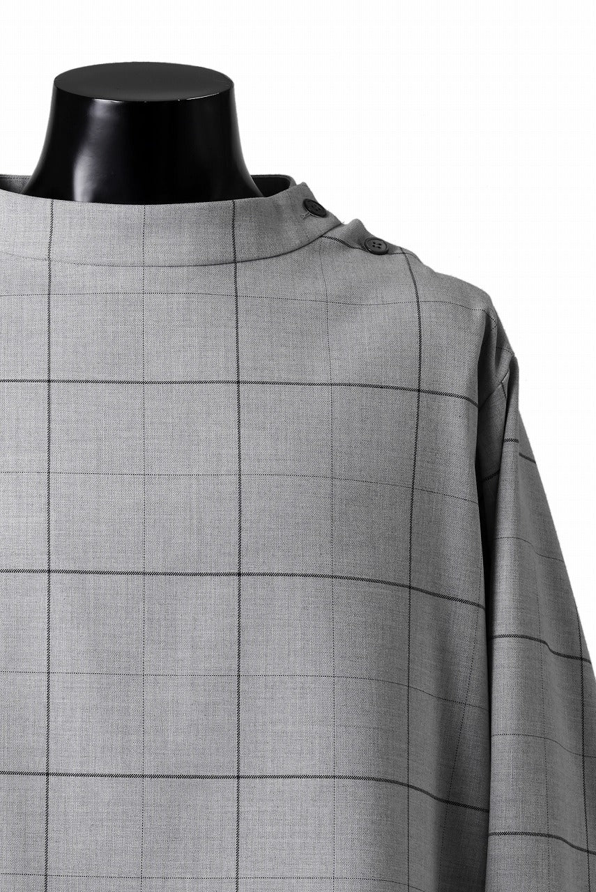 N/07 exclusive MOCK NECK PULLOVER / WINDOWPANE CHECK TR TWILL (GREY)