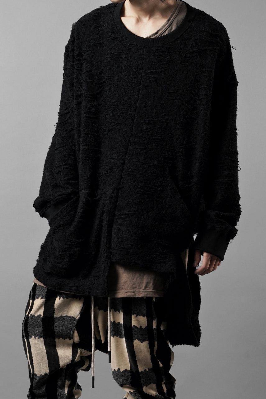 画像をギャラリービューアに読み込む, A.F ARTEFACT ASYMMETRY LOOP HEM TOPS / DAMAGE PILE &amp; PLATING KNIT JERSEY (BLACK)