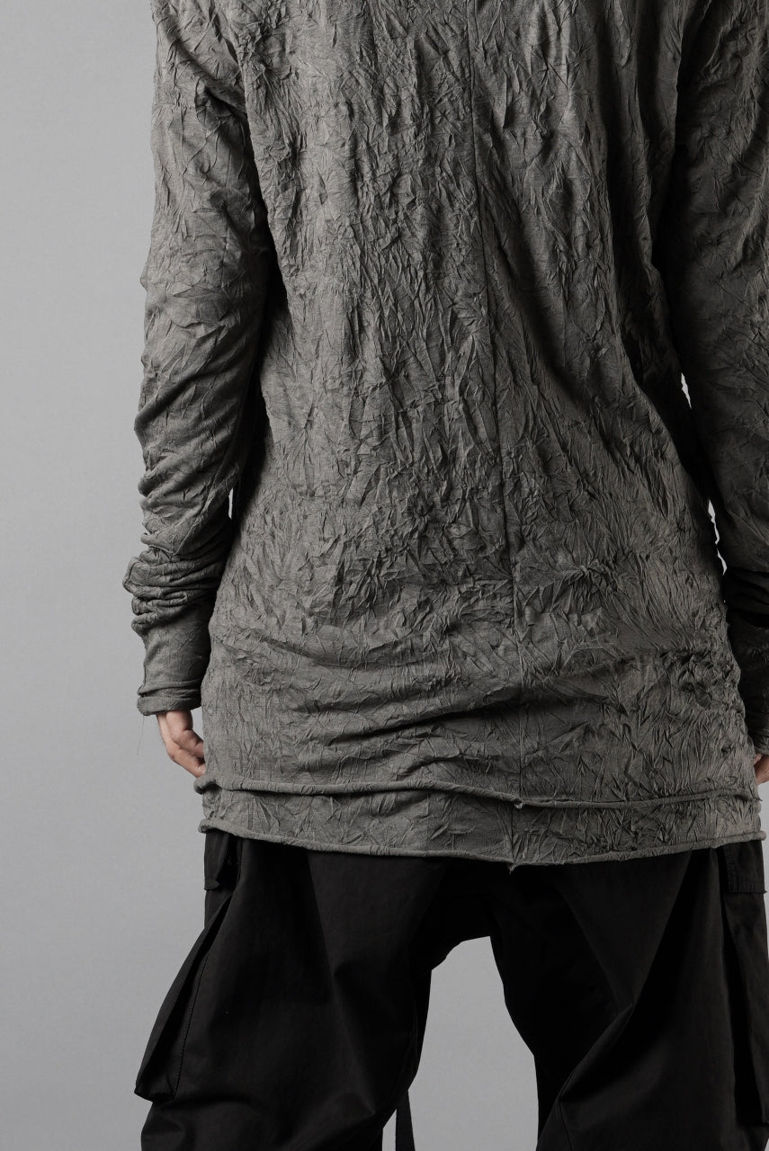 Load image into Gallery viewer, A.F ARTEFACT CRUMPLE DOUBLE LAYER L/S TOPS (GREY x GREY)