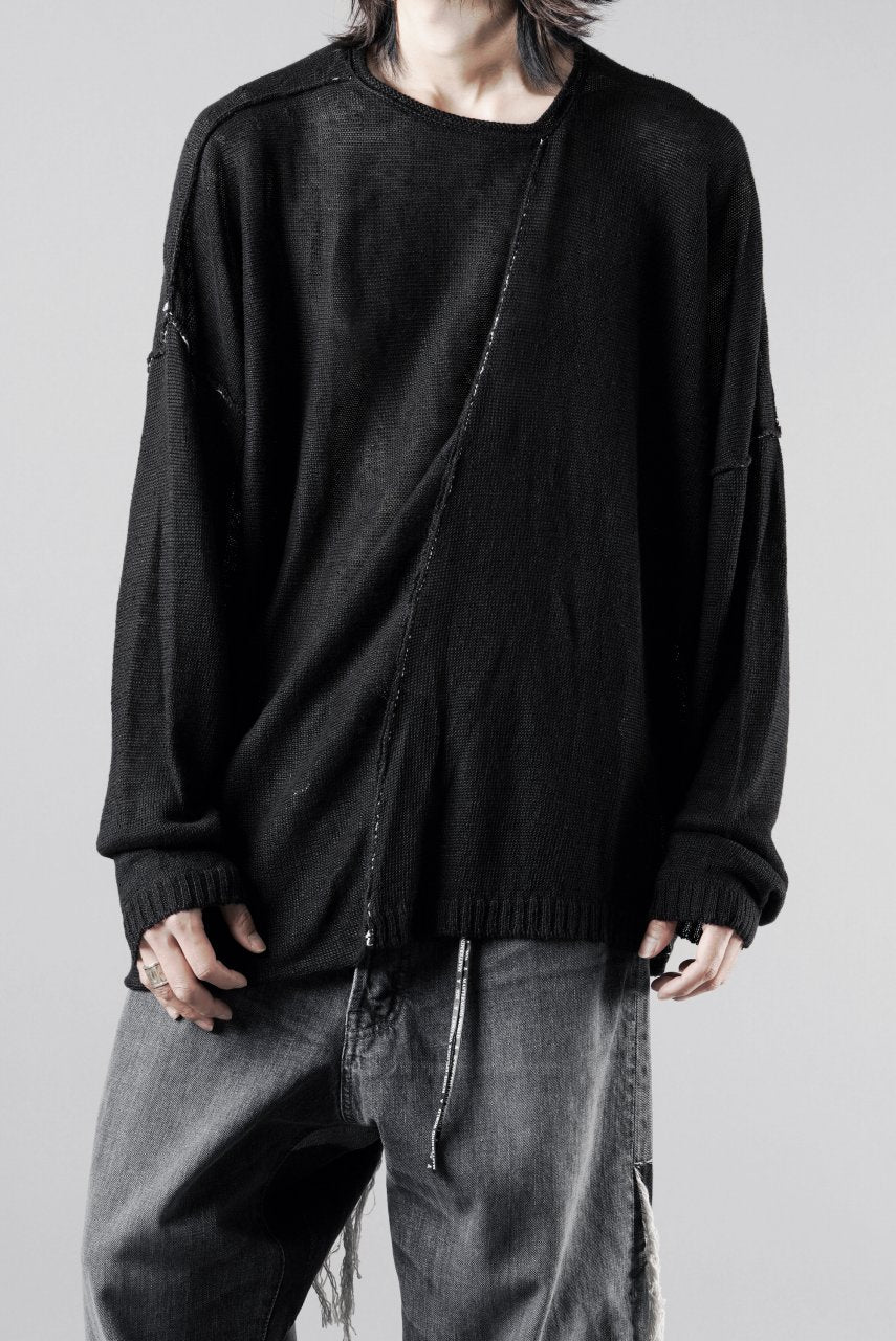 Load image into Gallery viewer, ISABEL BENENATO Linen Crew-Neck Sweater (BLACK)