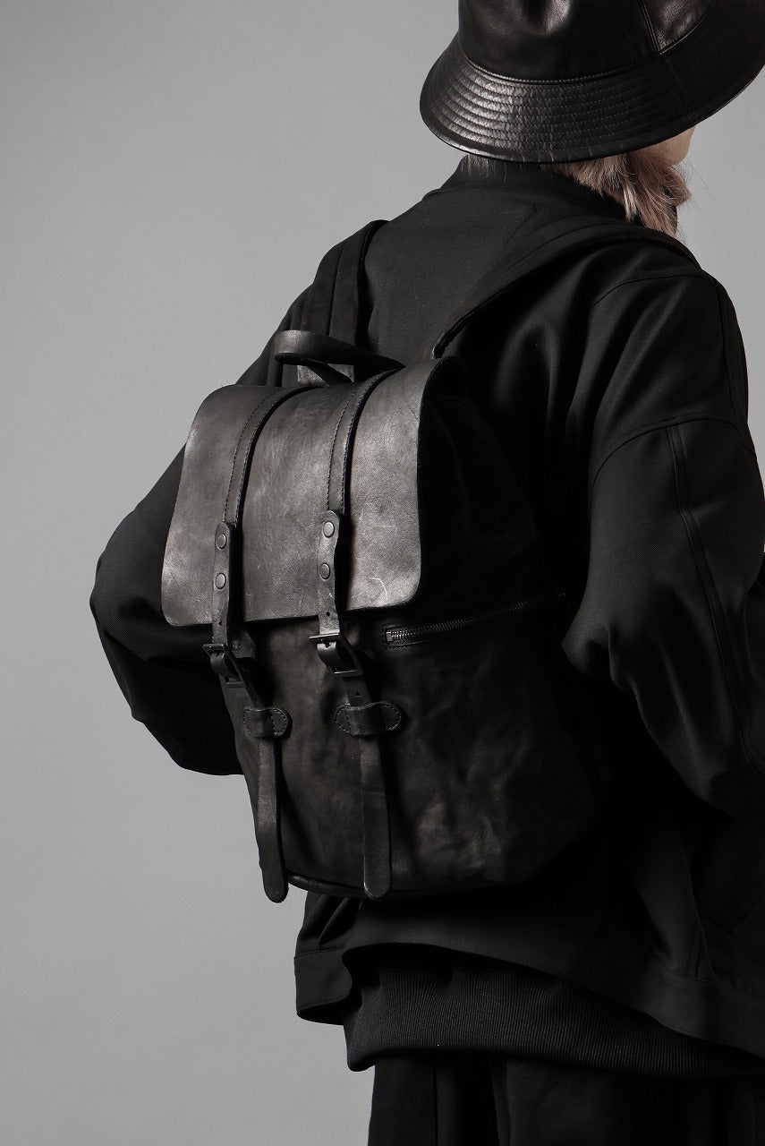 ISAMU KATAYAMA BACKLASH MILITARY FLAP DAYPACK / JAPAN DOUBLE SHOULDER OBJECT DYED (BLACK)