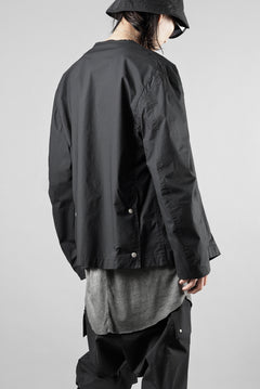 画像をギャラリービューアに読み込む, thom/krom COLLARLESS JACKET / STRETCH COTTON (BLACK)【26SS PRE SALE】