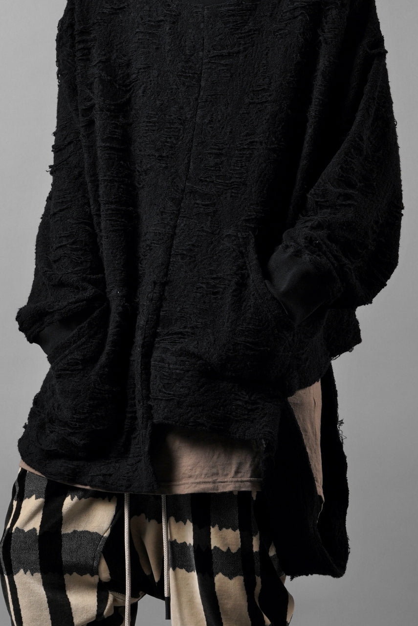 画像をギャラリービューアに読み込む, A.F ARTEFACT ASYMMETRY LOOP HEM TOPS / DAMAGE PILE &amp; PLATING KNIT JERSEY (BLACK)