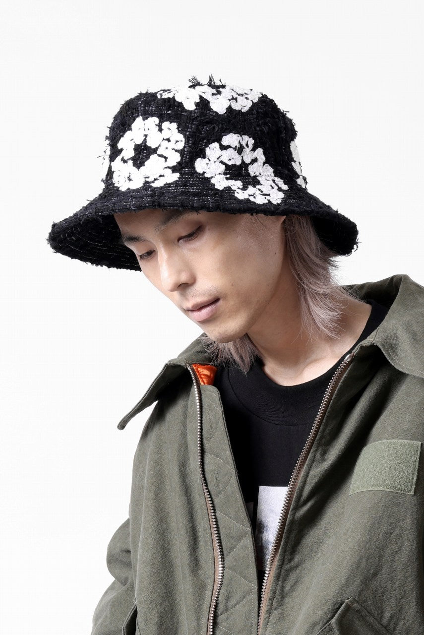 画像をギャラリービューアに読み込む, READYMADE x DENIM TEARS COTTON WREATH TWEED BUCKET HAT (BLACK)