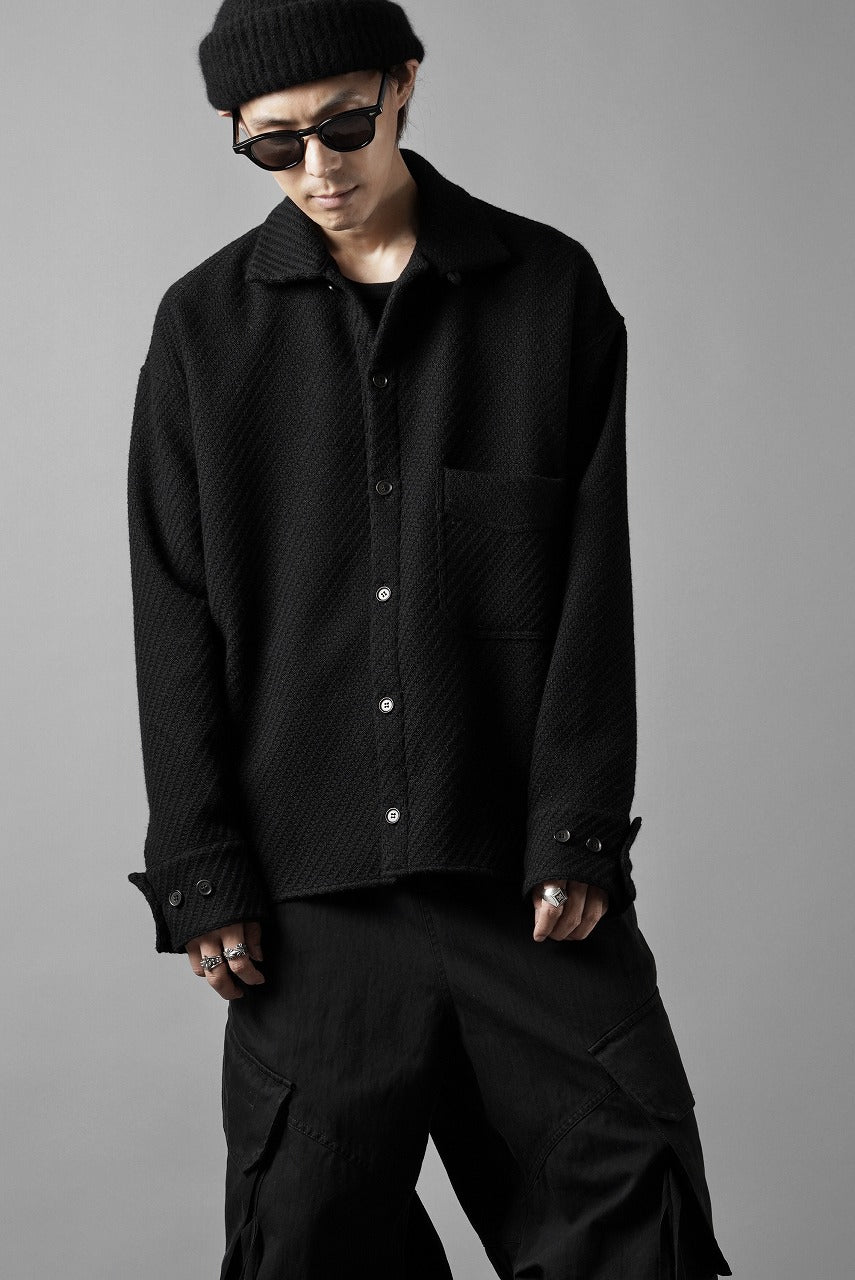 Load image into Gallery viewer, N/07 OPEN COLLAR L/S SHIRT / FRENCH CARZE (BLACK)
