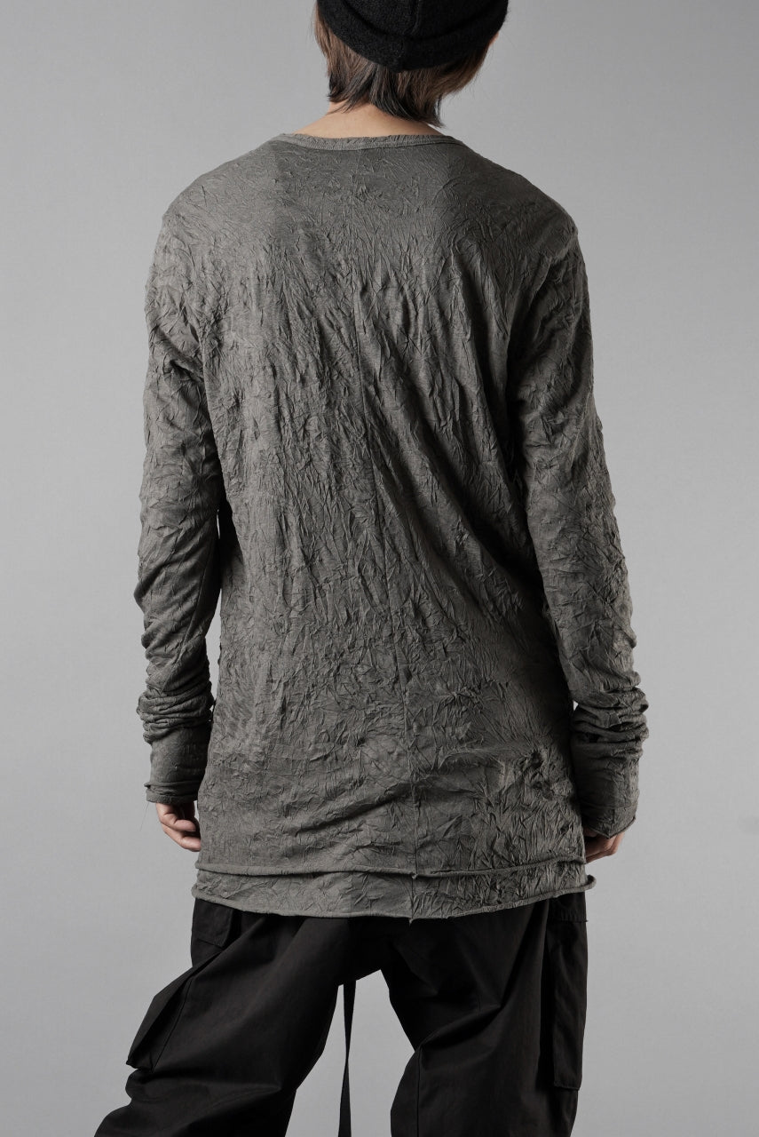 Load image into Gallery viewer, A.F ARTEFACT CRUMPLE DOUBLE LAYER L/S TOPS (GREY x GREY)
