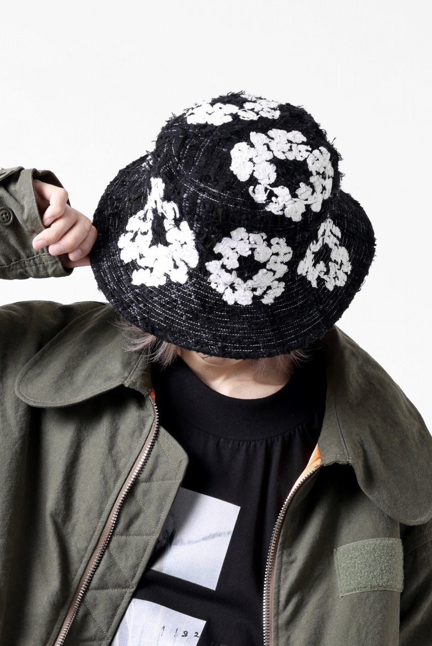 READYMADE x DENIM TEARS COTTON WREATH TWEED BUCKET HAT (BLACK)