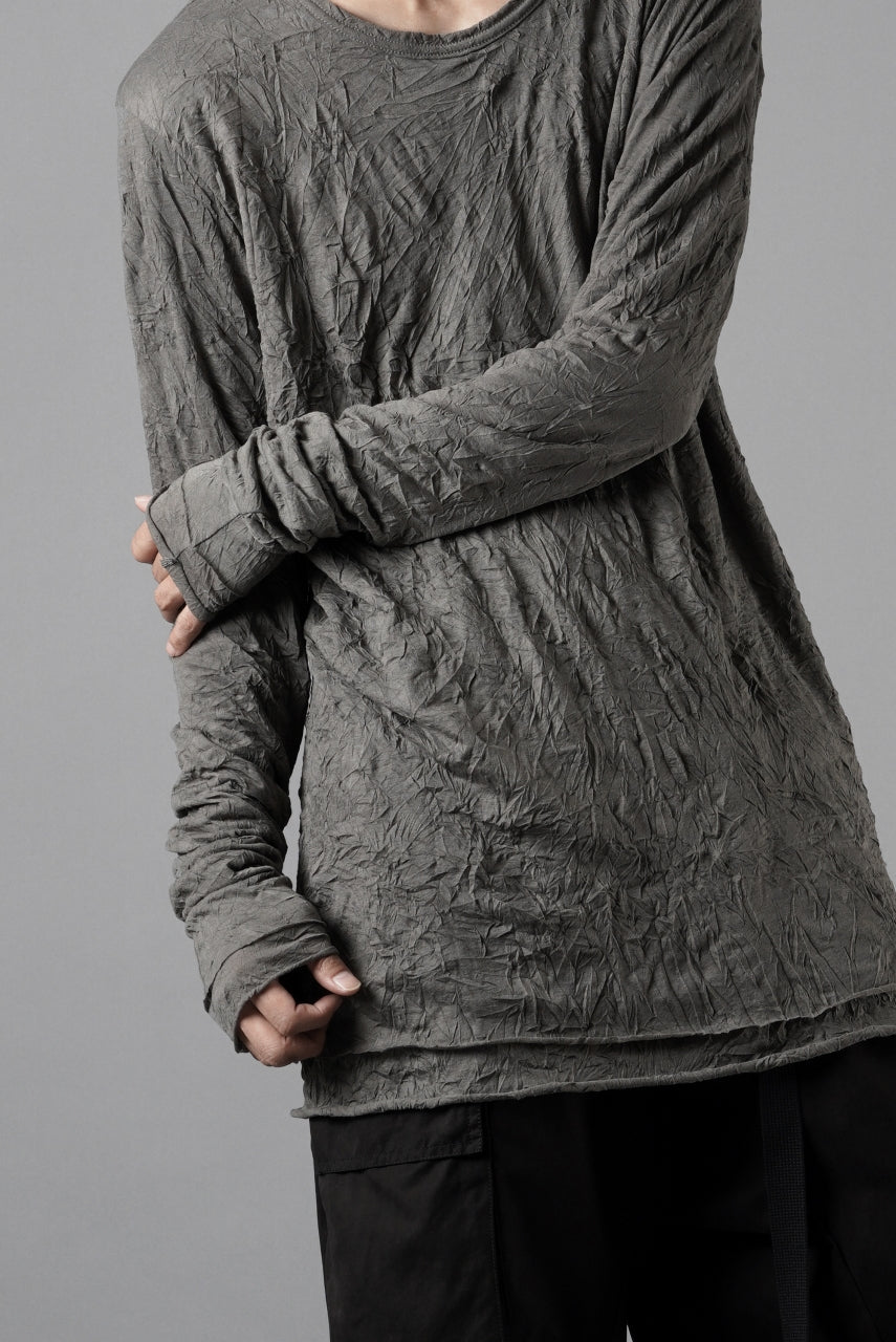 A.F ARTEFACT CRUMPLE DOUBLE LAYER L/S TOPS (GREY x GREY)