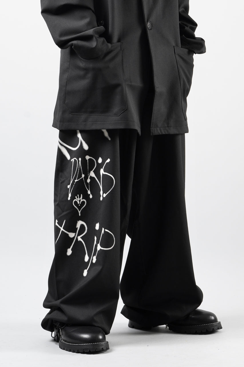 Load image into Gallery viewer, Y-3 Yohji Yamamoto CHITO GRAPHIC WIDE WOOL PANTS (BLACK)