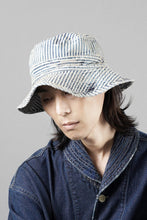 Load image into Gallery viewer, MADNESS RAILROAD HICKORY STRIPE BUCKET HAT (INDIGO x WHITE)