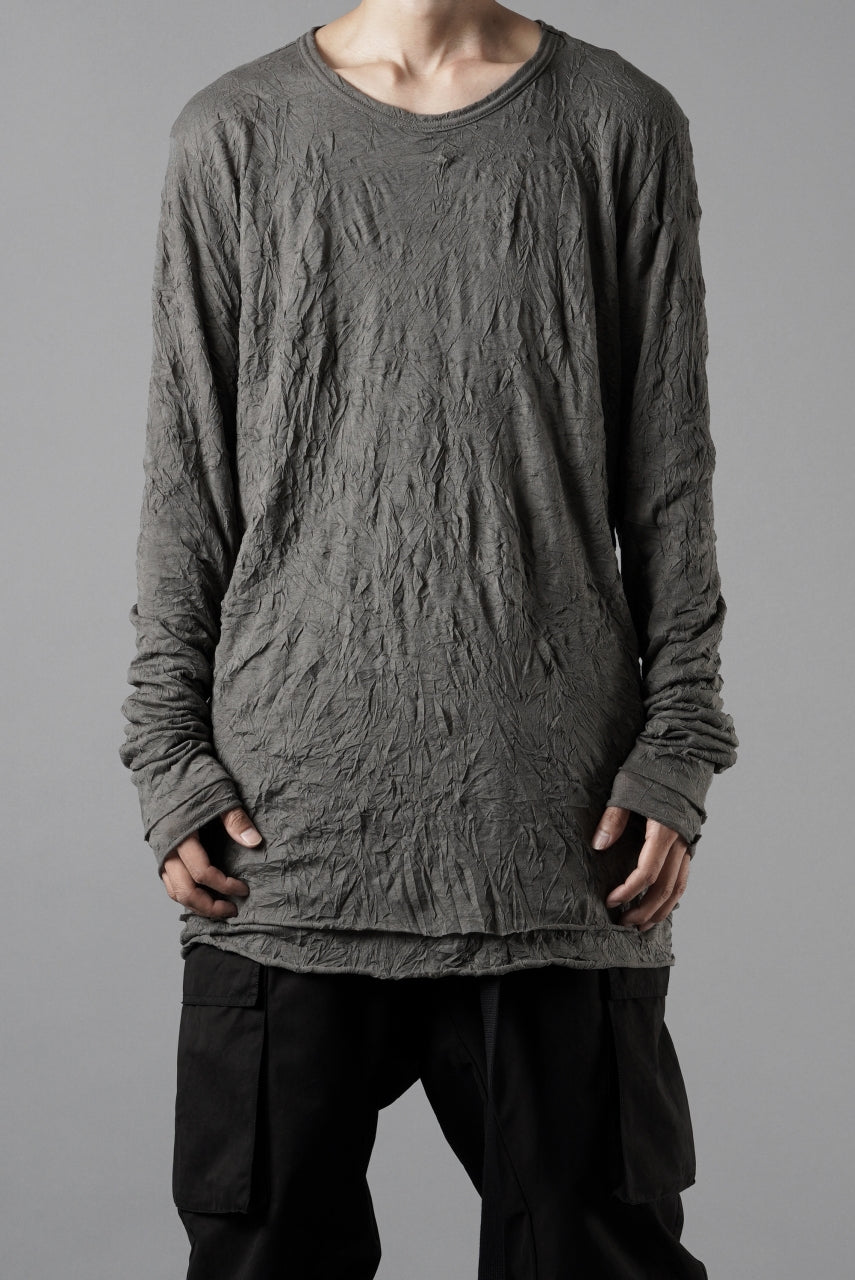Load image into Gallery viewer, A.F ARTEFACT CRUMPLE DOUBLE LAYER L/S TOPS (GREY x GREY)