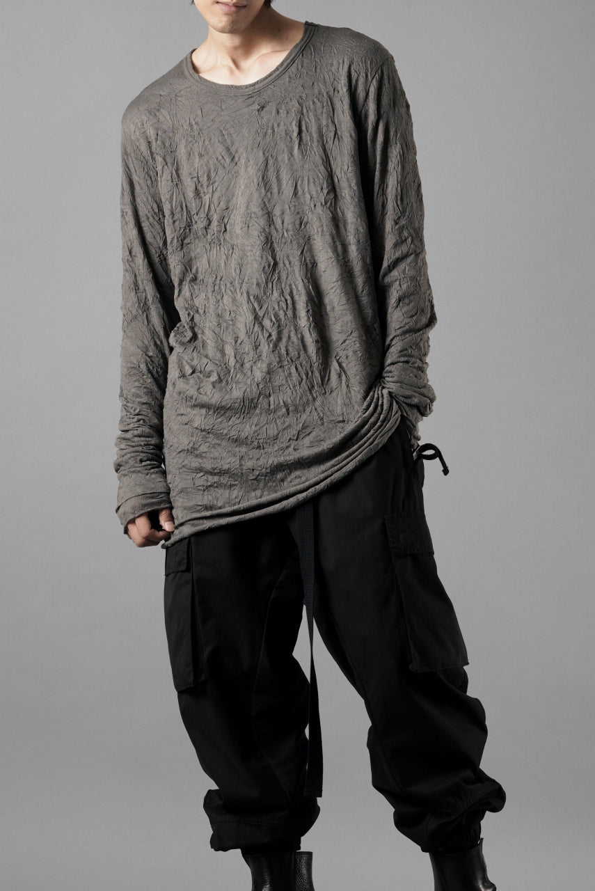 Load image into Gallery viewer, A.F ARTEFACT CRUMPLE DOUBLE LAYER L/S TOPS (GREY x GREY)